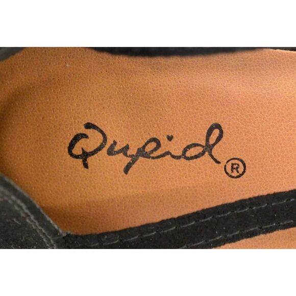 Qupid BLACK MAN MADE SUEDE LEATHER STRAPPY TASSEL ZIP BACK 2"HEEL SLINGBACK 7 US - Picture 6 of 8